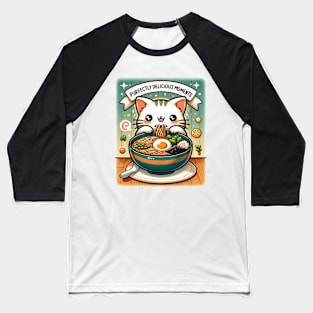 "Kawaii Noodle Feast: Cat Chef's Gourmet Adventure" Baseball T-Shirt